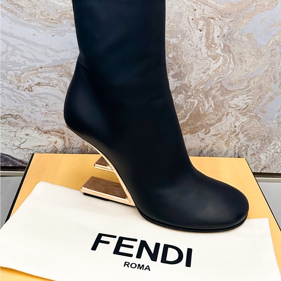Fendi Nappa Fendi First Black Leather Ankle Boots - Picture 2 of 9